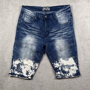 Demolition Limited Edition Mens Jeans Shorts Y2K Size 34 Acid Washed Blue